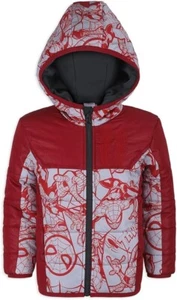 Marvel Spider-Man Boys Zip Up Hooded Puffer Jacket Winter Coat for Kids Size: 4 - Picture 1 of 7