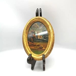Antique Oil Painting On Copper. Oval Gilt Type Frame. Landscape Artwork. - Picture 1 of 9