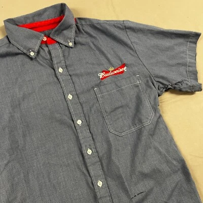 Budweiser Bud Light Beer Delivery Button Up Blue Shirt Sz S - Image 1 of 4