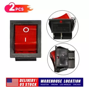 2x On Off Red Light Rocker Switch DPST 250V AC 16 AMP 125V 20A 4 lug legs - Picture 1 of 2