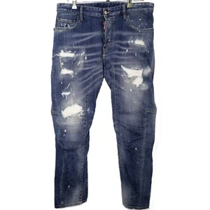 Dsquared2 Tidy Biker Jeans Blue Ripped Wash Größe 50 Made in Italy - Bild 1 von 6