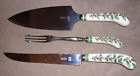 VINTAGE SPODE ENGLAND CHRISTMAS TREE HOLLY  CUTLERY 3 PC SET ORIG OWNER 60s 70s?