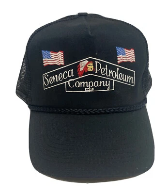 Vintage Seneca Petroleum Company Inc. Flag Mesh SnapBack Trucker Rope Hat - Image 1 of 4