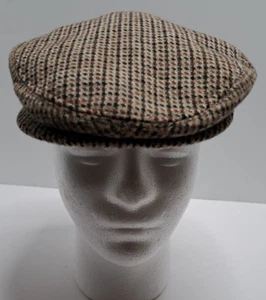 Young An Herren Hahnentritt Wolle Zeitungsjungen Kappe Mütze klein hellbraun grün kariert Korea  - Bild 1 von 6