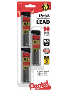 NEW Pentel 3-PK Super Hi-Polymer .5mm Mechanical Pencil Lead Refills C25BPHB3-K6 - Picture 1 of 2
