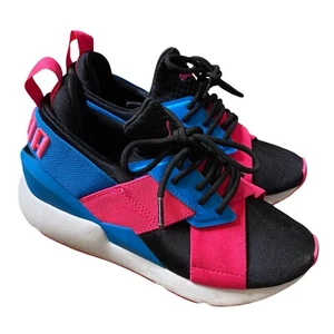 PUMA GIRLS IGnite Flash Evoknit Hot Pink Blue Black White EXCELLENT CONDITION 4 - Picture 1 of 5