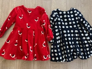 Jacadi Paris Girl Toddler size 4 4A Polka Dots & Red Stork Corduroy Dress Lot 2 - Picture 1 of 9