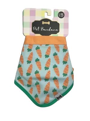 Bandana para mascotas GMason Group Woof grande/X-grande estampado de zanahoria azul NUEVO Foto 1 de 4
