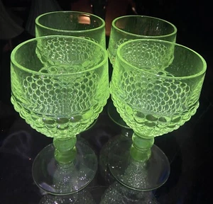 4 Viking Glass/New Martinsville Ancestral Clear Water Goblet Thousand Eye Glass - Picture 1 of 8