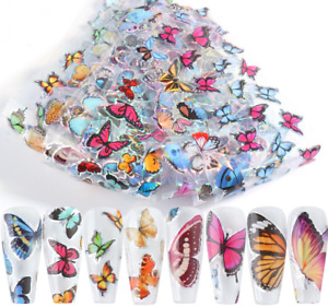 10Pcs Big Size Laser Butterfly Nail Art Transfer Foil Sticker Manicure 8102