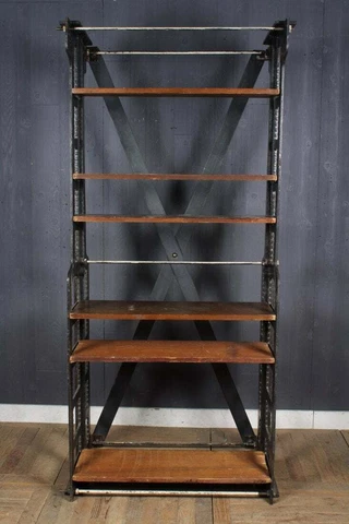 19th Century Antique Industrial Style Cast Iron Library Bookcase Book Shelves Cover