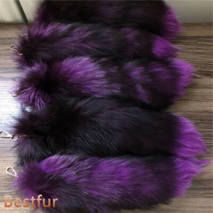 Lote de 5 piezas - 16" Púrpura Real Cola de Piel de Zorro Colgante Llavero Disfraz Juguetes con Cosplay - Imagen 1 de 1