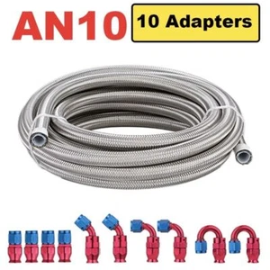 Kit de montaje de manguera de línea de combustible 3M AN10 manguera trenzada de acero inoxidable con extremos giratorios rojos - Imagen 1 de 13