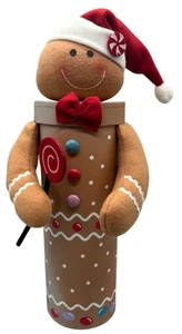 Jetmax Gingerbread Hombre Decorativo Navidad Contenedor Con Sombrero de Papá Noel 16" LEER - Imagen 1 de 10