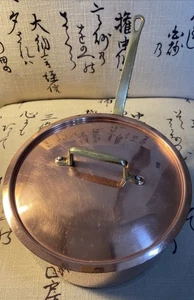 VTG 8” Copper Made in France Sauce Pan With Lid Brass Handles - Bild 1 von 14