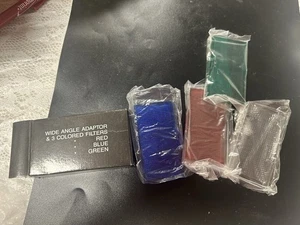 Wide Angle Adaptor & 3 Colored Filters ~ Red, Green, Blue NIB - Picture 1 of 3