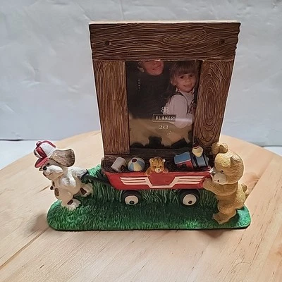 Vintage 3D Free Standing Photo Frame Dog Bear & Wagon w/Toys - Image 1 of 4