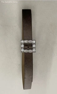 Ann Taylor Womens Brown Crystal Buckle Adjustable Fashion Belt Size X-Small - Picture 1 of 7