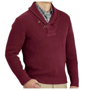 Duluth Trading Infantry Sweater LARGE TALL Cotton Wool Maroon Winter Layering - Picture 1 of 7