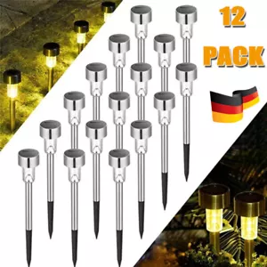 12PCS LED Solarleuchte Solar Leuchten Edelstahl Solarlampe Gartenleuchten Garten - Bild 1 von 17