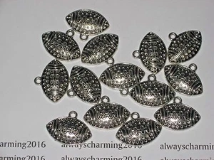 13 - "LARGE FOOTBALLS" - SILVER FOOTBALL CHARMS FOR JEWELRY - Picture 1 of 1