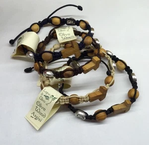 BRACCIALE CON TAU REGOLABILE, MEDAGLIE S. FRANCESCO E S. CHIARA E GRANI IN ULIVO - Imagen 1 de 1