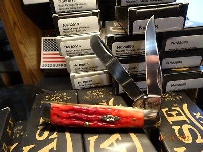CASE XX CA-31952 POCKET KNIFE "TRAPPER"  3 1/2" CL DARK RED BONE HAN. 2-CV BLADE - Image 1 of 4