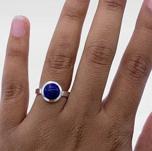 Anillo de plata esterlina 925 estampado para damas lapislázuli joyas regalo - Imagen 1 de 4