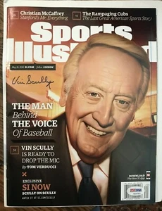 Autografo Vin Scully firmato 16/05/16 sport illustrato senza etichetta PSA - Foto 1 di 1