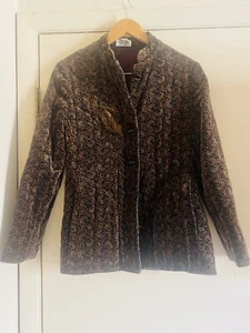 Vintage 70s Cottagecore Velvet Mandarin Collar Edwardian Jacket S *tear* - Bild 1 von 10