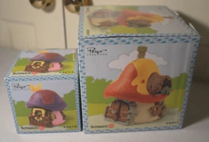 Schleich Peyo Creations Smurf Mushroom Houses 49014 49001 New Open 9 Smurfs 1.5" - Picture 1 of 24