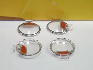 4x - Lego Trans-Clear Dish 6 x 6 Inverted - No Studs Handle Red Panel Pattern - Picture 1 of 1