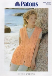 5278 Ladies Sleeveless Lace & Cable Waistcoat Knitting Pattern In DK  30 - 40" - Picture 1 of 3