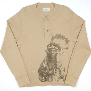 Denim & Supply Nativo Americano Henley XL Hombres Indian Jumper Sudadera Beige Tostado - Imagen 1 de 21