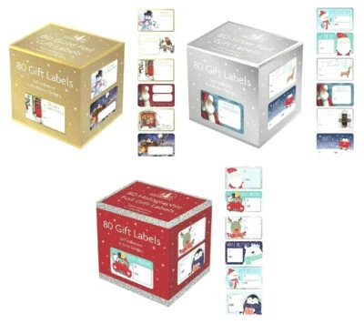 Christmas Self Adhesive Gift Labels Tags Traditional Assorted Stickers 80pk