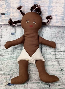 HANDMADE Black African American Cloth Rag Doll Folk Art 9" - Picture 1 of 11