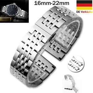 DHL Poliertes Massives Edelstahl Uhrenarmband Armband + Gebogenes Ende 16mm-22mm - Bild 1 von 19