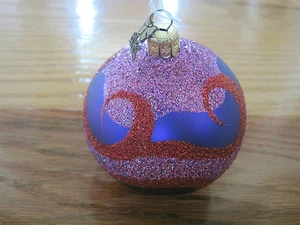 Czech Christmas Ornament Glitter Red Purple 3.5" - Picture 1 of 5