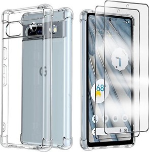For Google Pixel 8 7a 6a Pro Case,Clear Shockproof Phone Cover Screen Protector