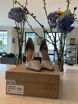 Steve Madden Alisha Rhinestone Crystal Translucent Heels Size 6.5 - Image 1 of 4