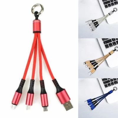3 in 1 Type-C Keychain USB Cable Micro USB IOS Fast Charging 3A Phone Charger - Image 1 of 4