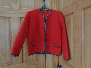 WOW $499 Austrian 100% Pure Wool Red Jacket Woman W Size S - M 40 Elegant L@@K ! - Picture 1 of 6