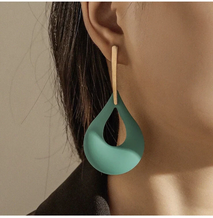 "Pendientes largos azul turquesa color lágrima araña oro colgante concurso 3""" Foto 1 de 1