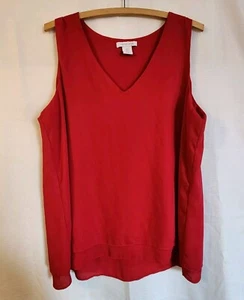 Blusa para mujer Tabitha Webb sin mangas cuello en V roja talla grande - Imagen 1 de 10