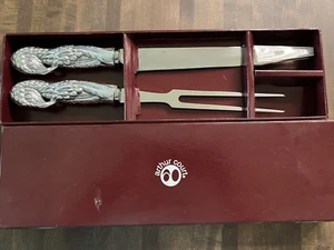 Arthur Court Turkey Figural Carving Knife & Fork Set Stainless Steel NIB - Picture 1 of 2