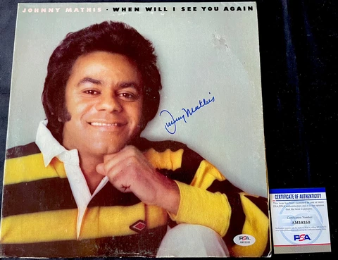 JOHNNY MATHIS SIGNED AUTOGRAPHED COA PSA/DNA WHEN WILL I SEE YOU AGAIN VINYL Cover