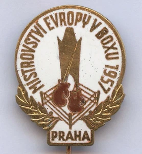 Czechoslovakia Sport BOXING European Championship Prague 1957 Badge Pin !!! - Picture 1 of 2
