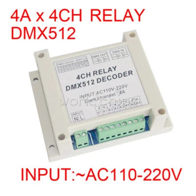 AC110-220V 4Channel DMX512 Relay Switch DMX Relay Controller + Case For Lamp - Image 1 of 4