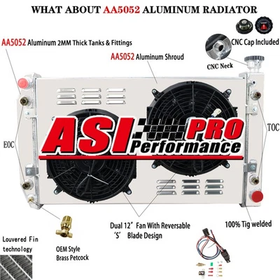 3 Row Radiator&Shroud Fan For 1988-1999,1998 CHEVY GMC C/K C1500 2500 5.0L 5.7L - Image 1 of 4