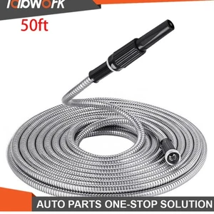 Labwork 50FT Stainless Steel Garden Hose Water Pipe Flexible Lightweight US - Picture 1 of 12